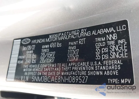 2022 Hyundai Tucson Sel from USA, damaged, VIN 5NMJBCAE8NH089527